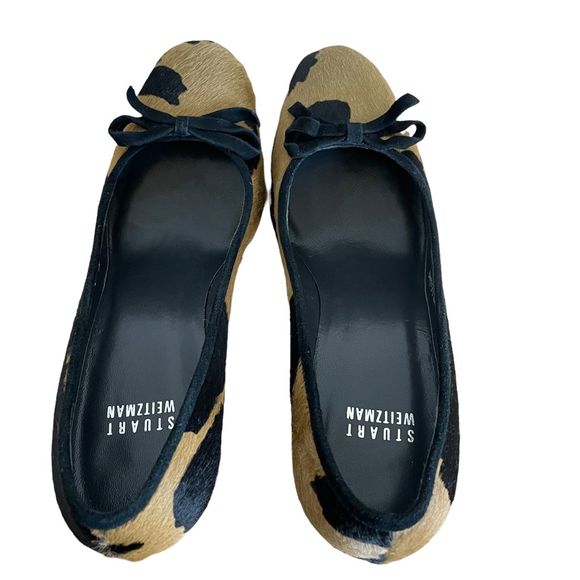 Stuart Weitzman Tan & Black Holstein Calf Hair Suede trim Round Toe Stiletto Hee - Picture 5 of 11